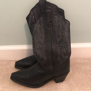 Genuine Leather Black Cowgirl Boots
